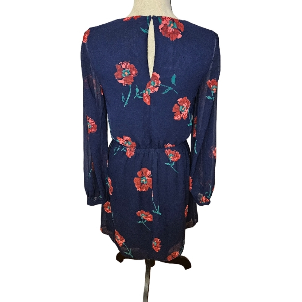 Express Navy Floral Dress with Long Sleeves - Picture 7 of 10